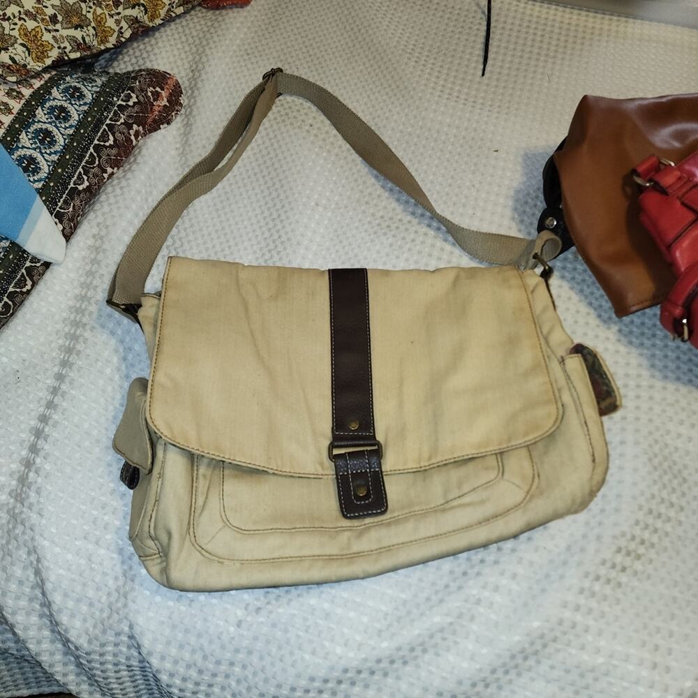 CARRIBEAN JOE EUC LARGE CANVAS RUCK SACK CROSSBODY BAG